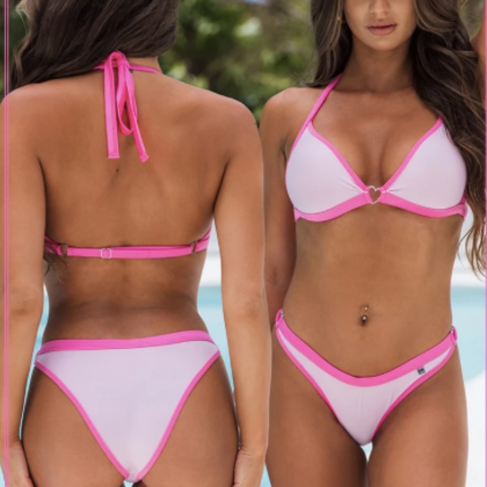 Lovers Kiss Heart Ring Top Bikini and 2 Bottoms Cheeky Bikini and Thong
